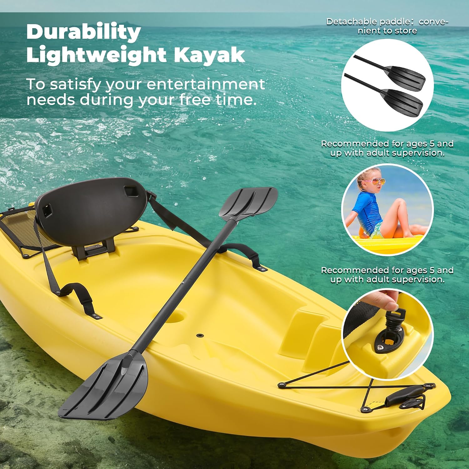 Kayak with Paddle 6.5 FT Recre - Fishing Kayak Paddle recension och pris
